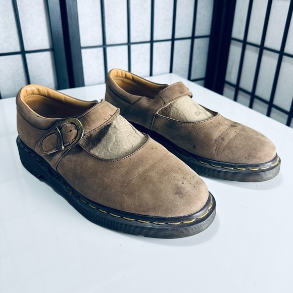 RARE Martens Vintage 80s Tan Suede Mary Jane Sandals Made in